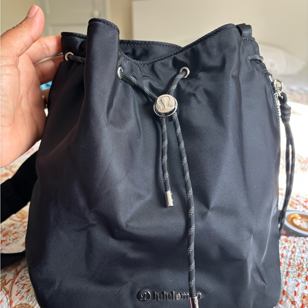 lululemon athletica Black Crossbody Drawstring Bucket Bag